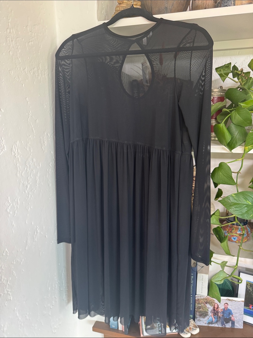 NWT! Urban Outfitters Black Sheer Long-Sleeve Midi Dress